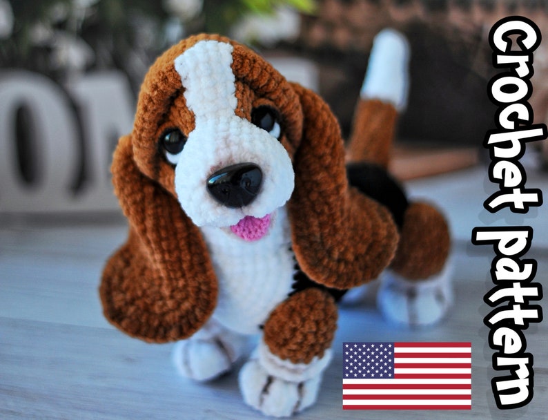 Crochet Basset Hound dog pattern, dog crochet pattern, stuffed dog, dog toy, plush pattern, amigurumi animals, ENGLISH PDF, DIY tutorial image 10