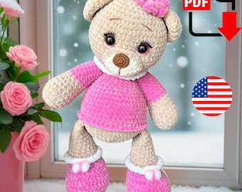 Teddybär Muster gehäkelt. Amigurumi Plüschtier PDF Anleitung. Sofortiger digitaler Download
