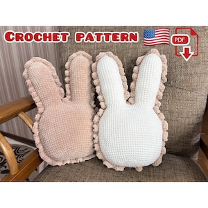 Patrón de almohada de conejito de ganchillo, almohadas decorativas de conejito