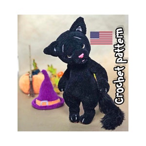 Crochet cat pattern, Halloween amigurumi, Halloween black cat, crochet animals, crochet toy pattern, ENGLISH PDF, DIY tutorial