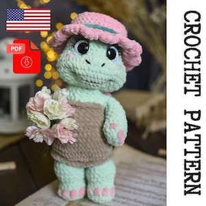 Crocheted Turtle pattern. DIY cute plush turtle. Crochet toy pattern