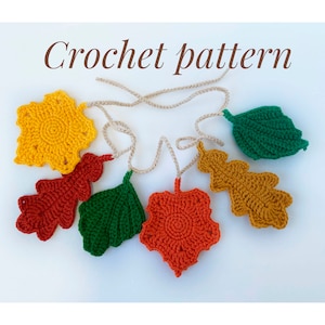 Fall garland crochet pattern, Crochet garland leaves