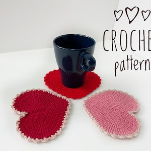 Crochet Heart Coasters, Cute coasters heart