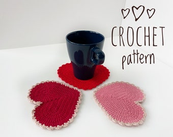 Crochet Heart Coasters, Cute coasters heart