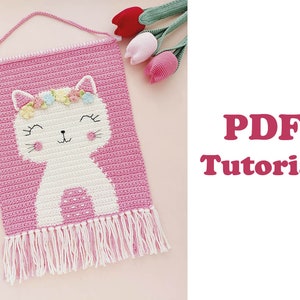 Wall Hanging Decor Pattern, Crochet Cat Wall Decor Pattern, Nursery Wall Decor small, Crochet Kitty Pattern