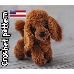 Crochet Poodle dog pattern, dog stuffed animal, crochet amigurumi, dog toy, realistic dog, ENGLISH PDF, DIY tutorial