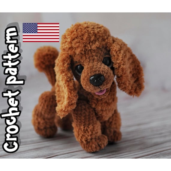 Preview of Crochet Poodle dog pattern, dog stuffed animal, crochet amigurumi, dog toy, realistic dog, ENGLISH PDF, DIY tutorial by ThreadTutorial
