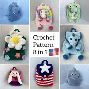 Mini Backpack Pattern, Crochet Set Pattern, 8 in 1