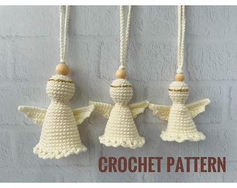 Padrão de anjo de crochê. Enfeite de anjo de Natal: Padrão em PDF