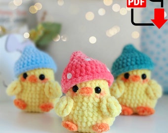 Duckling in a hat. NO SEW Crochet toy pattern.