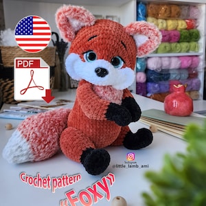 Plush Fox Crochet Pattern. Amigurumi Red Fox. Soft Stuffed Animal Toy. PDF Digital Download. English Pattern