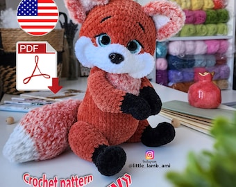 Plüsch Fuchs Häkelanleitung. Amigurumi Rotfuchs. Kuscheltier Stofftier PDF Digitaler Download. Englisches Muster