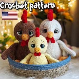Crochet chicken pattern, crochet hen pattern, crochet amigurumi, Easter crochet , plush pattern, ENGLISH PDF, DIY tutorial