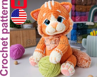 Herr Purr der rote Kater Häkelanleitung: Amigurumi Plüschtier, sofort PDF Download