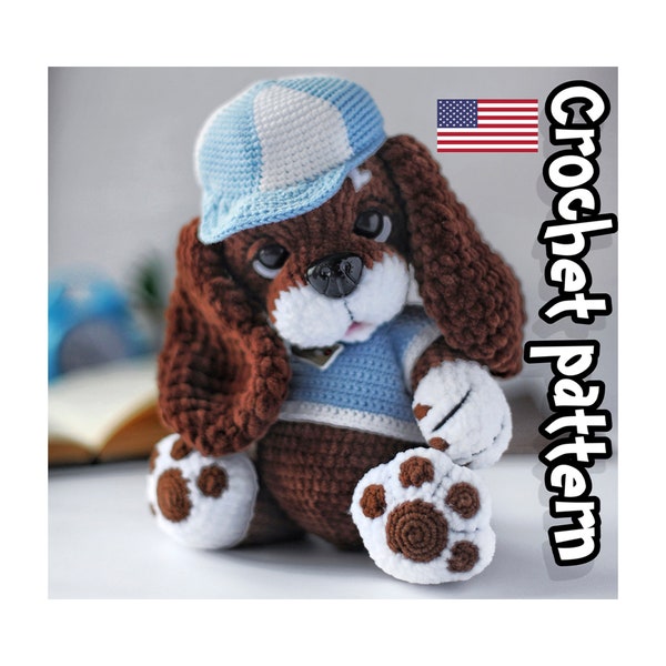 Modèle chien au crochet, peluche pour chien, modèle chien amigurumi, animal au crochet, peluche chiot, PDF ANGLAIS, tutoriel DIY