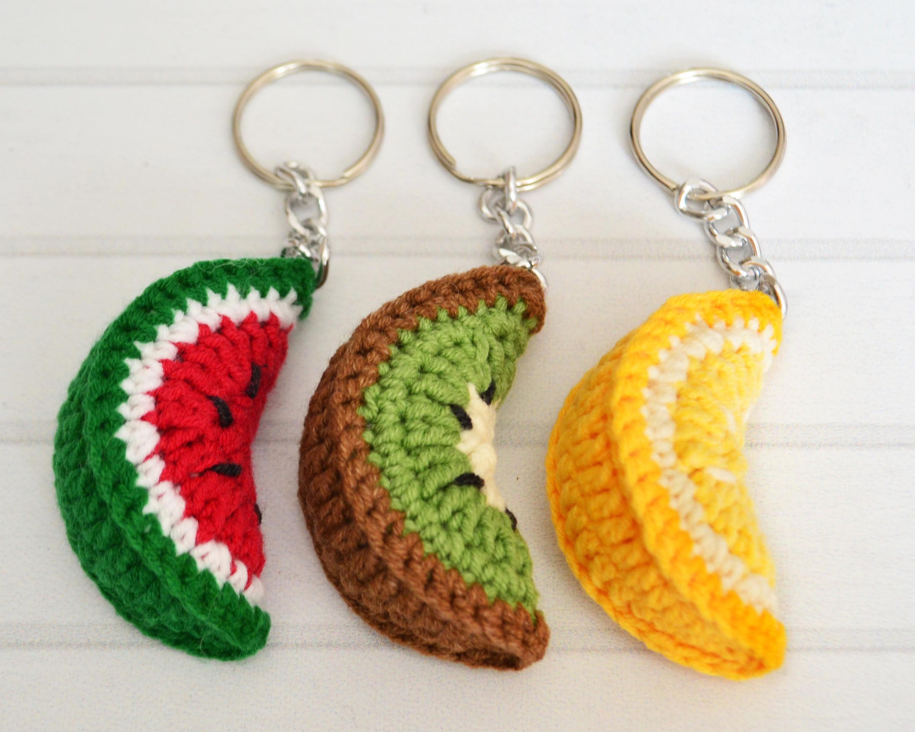 Kiwi, Watermelon, Lemon Keychain. Crochet Pattern. - Etsy