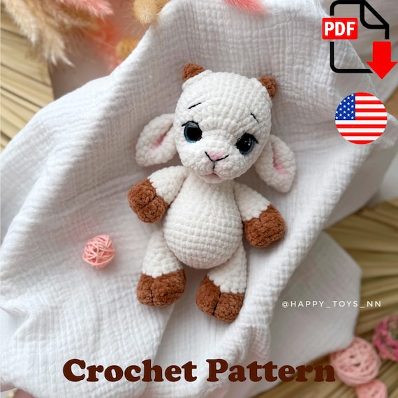 Preview of Crochet Goat Pattern. Plush amigurumi toy PDF. Instant digital download by ThreadTutorial