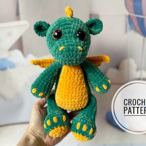 Dragon Plush Pattern, Crochet pattern dragon