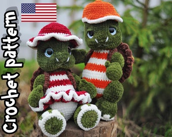 Schema per realizzare una tartaruga all'uncinetto. Tutorial PDF per creare un peluche amigurumi a forma di tartaruga marina. Download digitale immediato.