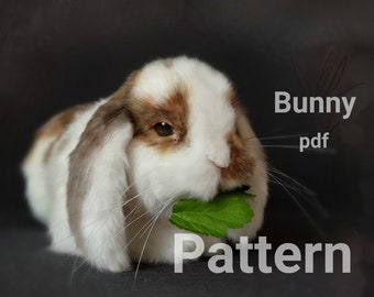 Naaipatroon konijn, patroon-pdf, knuffels, realistisch speelgoed