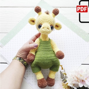 Giraffe crochet pattern, amigurumi animal, safari animals pattern
