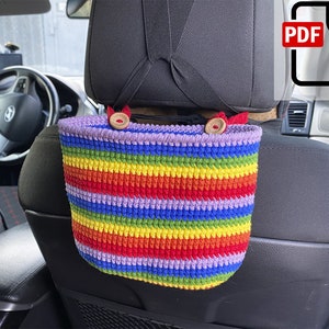 Car trash bag pattern, Cute car accessories, Crochet car trash bin