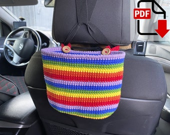 Car trash bag pattern, Cute car accessories, Crochet car trash bin