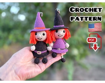 Halloween Witch Doll Crochet Pattern: Halloween Keychain Witch (PDF Pattern)