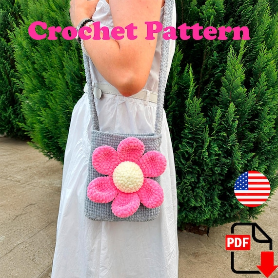 Preview of Crochet Bag Pattern, Flower Girl Gift by ThreadTutorial