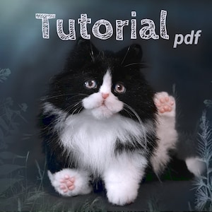 Tutorial and pattern movable fur kitten, Realistic toy