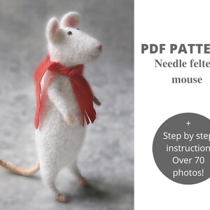 Mouse pattern, needle felted animals tutorial. Written step by step guide with pictures