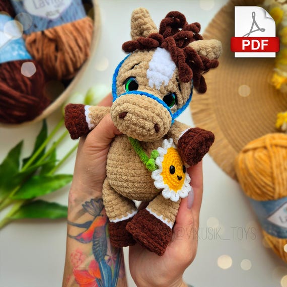 Preview of Crochet Horse Pattern, Kids Toy Pattern, Crochet Tutorial PDF. by ThreadTutorial