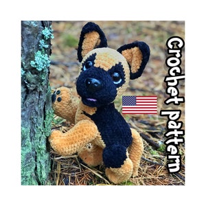 Schema all'uncinetto Pastore tedesco, cane amigurumi, Peluche cane, schema cane all'uncinetto, animale di peluche cane, PDF INGLESE, tutorial fai da te