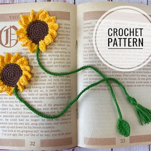Sunflower bookmark crochet pattern, Bookmark for women