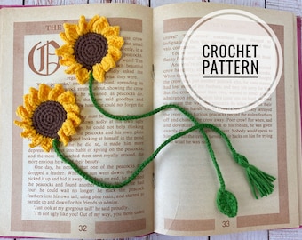 Sunflower bookmark crochet pattern, Bookmark for women