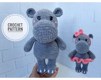 Hippo Crochet Pattern, Safari baby shower gift