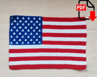 Crochet USA Flag pattern - patriotic wall hanging PDF for Independence Day decor