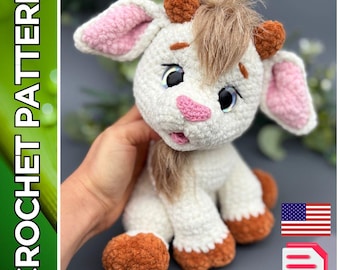 Crochet Goat pattern - plush amigurumi toy, instant PDF download