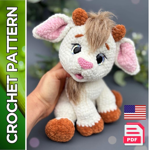Preview of Crochet Goat pattern - plush amigurumi toy, instant PDF download by ThreadTutorial