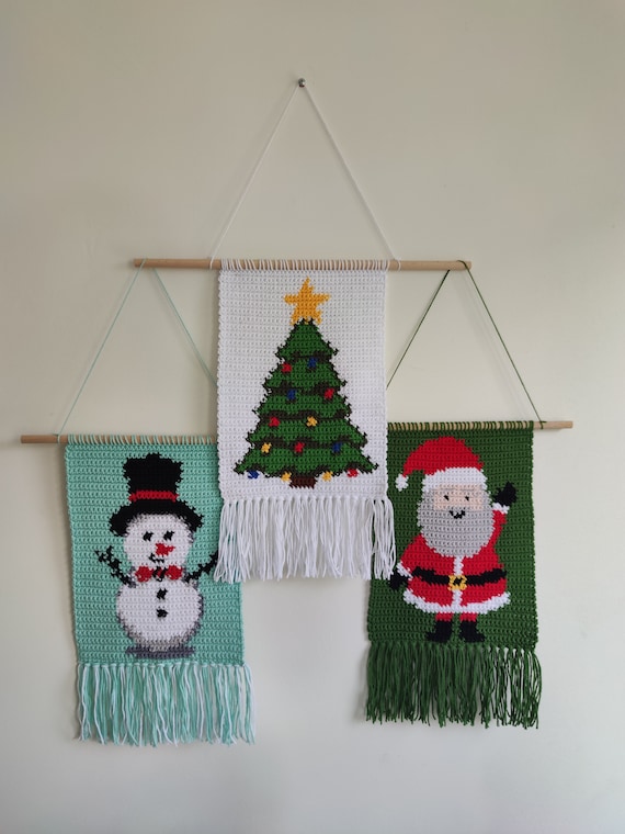 クリスマス パターン 3 in 1。タペストリー パターン。かぎ針編みの