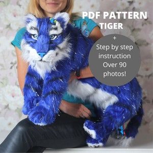 Tiger sewing pattern for plush toy, instruction how to sew, printable PDF, Stuffed Animal, Sewing Tutorial, Fur toy pattern