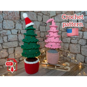 Christmas Tree Crochet Pattern, Pink Christmas Decor