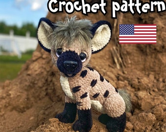 Hyena haakpatroon, hyena pluche, gehaakte dieren, amigurumi patroon, ENGELSE PDF, DIY tutorial