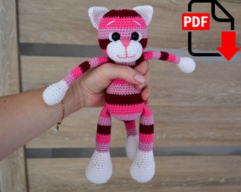 Schema gatto all'uncinetto, gatto amigurumi, PDF INGLESE, tutorial fai da te