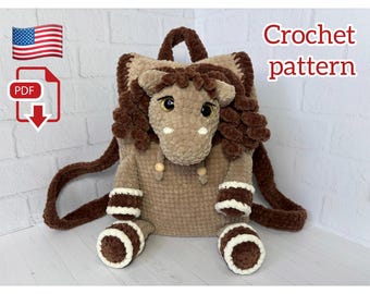 Kids Backpack Horse Crochet PDF Pattern