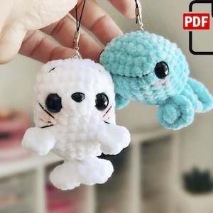 Amigurumi seal and a whale / Crochet key chain pattern