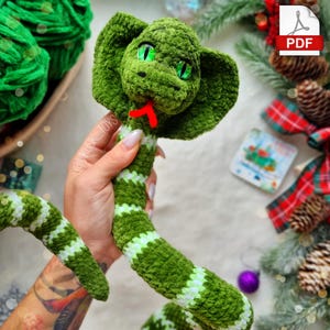 Crochet Snake pattern, Symbol of 2025, toy pattern for kids, PDF crochet tutorial.