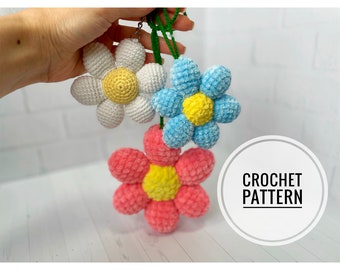 Crochet Flower Keychain Pattern, Car mirror hanging accessories