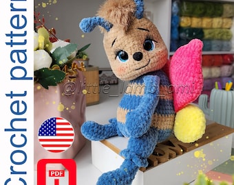Haakpatroon voor vlinder-, bij- en lieveheersbeestjespoppen. Pluche amigurumi-speelgoed pdf met directe download