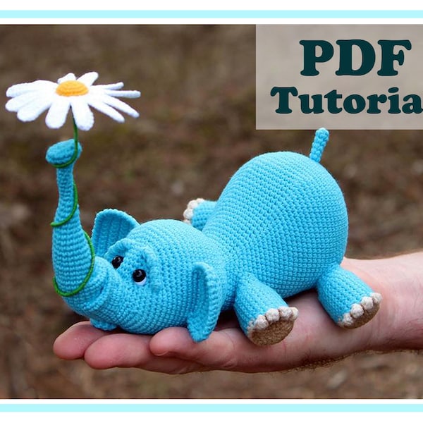 Amigurumi Elefante y globo. Amigurumi Elefante y flor. Patrón de crochet en PDF. Tutorial.